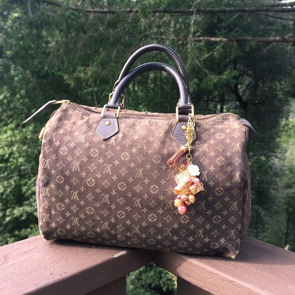 LOUIS VUITTON MINI LIN SPEEDY 30 EBENE